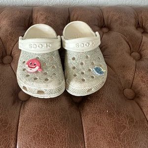 Sparkly white toddler crocs
